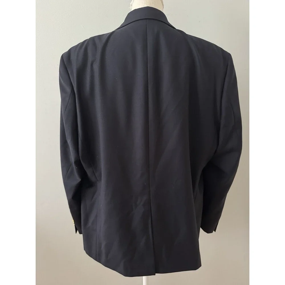 Lauren Ralph Lauren Men’s Navy Blue Blazer Suit Jacket Wool Blend 46S Gold Btn